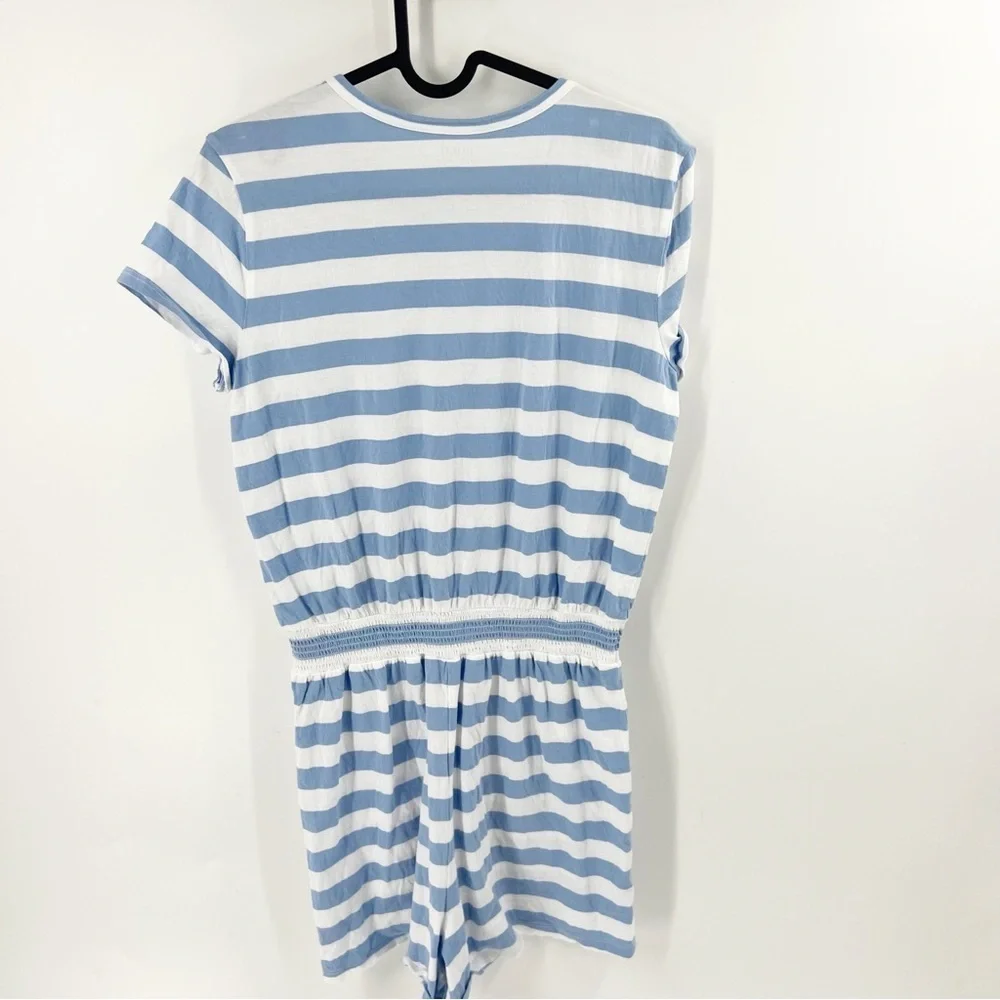 ✅ RALPH LAUREN GIRLS BLUE/WHITE‎ Striped Cotton Jersey Romper SIZE X-LARGE